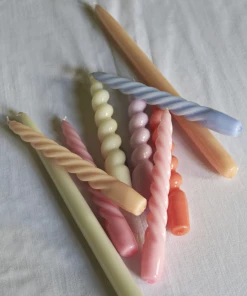 HAY Set of 6 Twisted Candles Grey Beige Citrus Peach