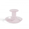 HAY Flare Striped Pink Glass Candle Holder