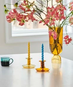 HAY Flare Yellow Glass Candle Holder