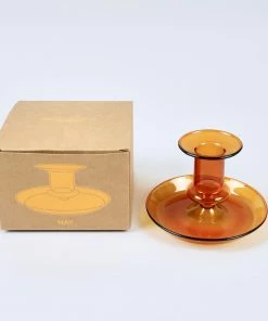 HAY Amber Flare Glass Candlestick