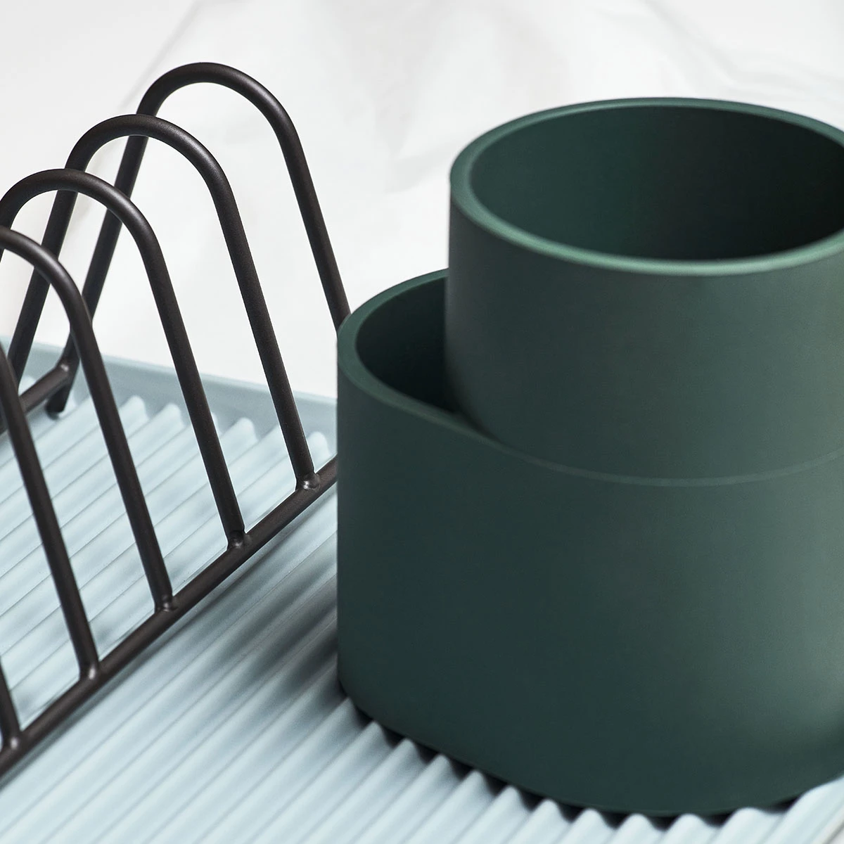New ❤️ HAY Dark Green Dish Drainer Cup ✔️ 6 HAY Dark Green Dish Drainer Cup