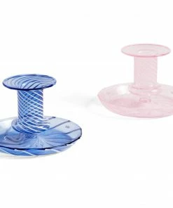 HAY Flare Candlestick - Pink Stripe