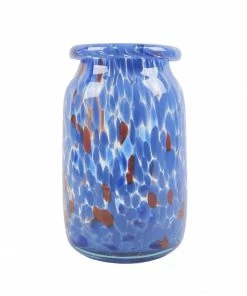 HAY Hand Blown Splash Vase – Blue – Roll Neck