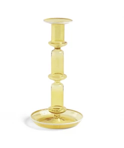 HAY Flare Glass Candleholder Tall Yellow