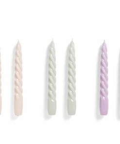 HAY Set 6 Candles Twist Light Pink Light Grey Lilac