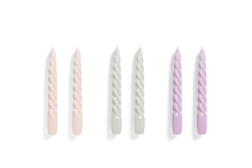Outlet ๐ฏ HAY Set 6 Candles Twist Light Pink Light Grey Lilac ๐ฅฐ 3 HAY Set 6 Candles Twist Light Pink Light Grey Lilac
