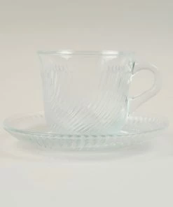 HAY Pirouette Glass Cup & Saucer Set of 2