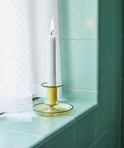 HAY Flare Yellow Glass Candle Holder
