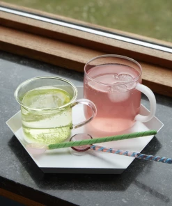 HAY Set of 2 Glass Spoons Twist Turquoise Pink