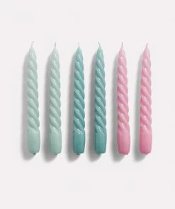 HAY Candle Twist Artic, Teal and Pink Set of 6