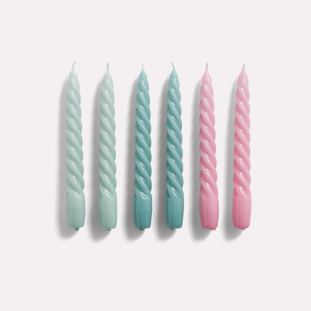 Discount π― HAY Candle Twist Artic, Teal and Pink Set of 6 π 3 HAY Candle Twist Artic, Teal and Pink Set of 6