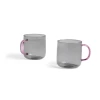 HAY Juego De 2 Tazas Borosilicate Mug Light Grey / Pink
