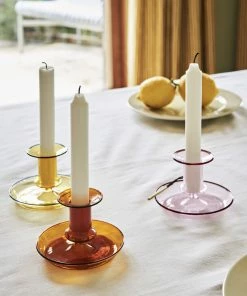 HAY Flare Yellow Glass Candle Holder