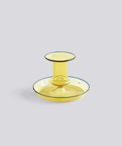 HAY Flare Yellow Glass Candle Holder